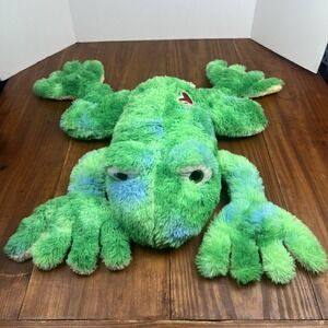 MTY International Large Floppy Green Frog Plush With Red Hearts/Glitter Eyes 18"